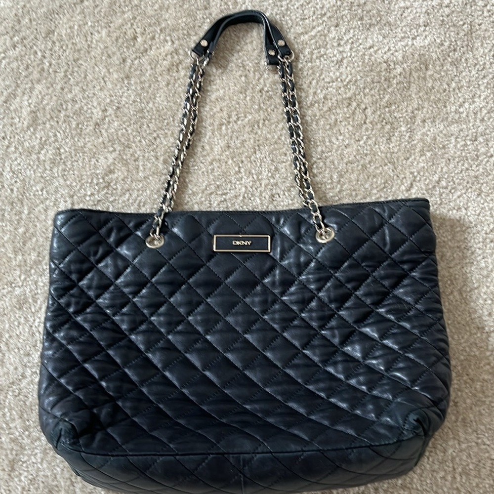 DKNY Black Quilted Leather Shoulder Bag